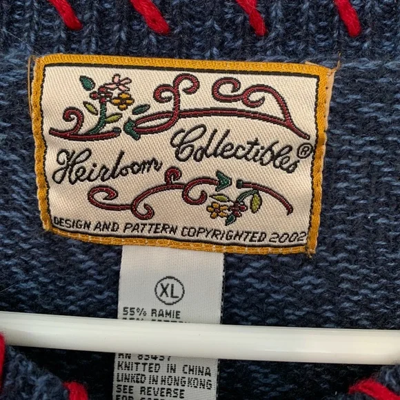 🐱 VINTAGE HEIRLOOM COLLECTIBLES HEART SWEATER SIZE X-LARGE - Picture 2 of 10